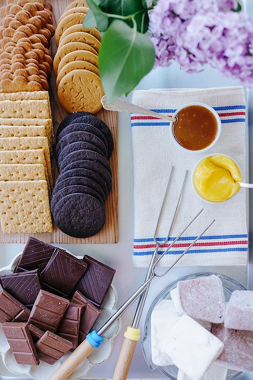 “I made a deluxe s’mores setup with variations like double-chocolate caramel and lemon ginger snaps,” Lucy says. “It’s so easy to do.” Photo by Lucy Cuneo.
